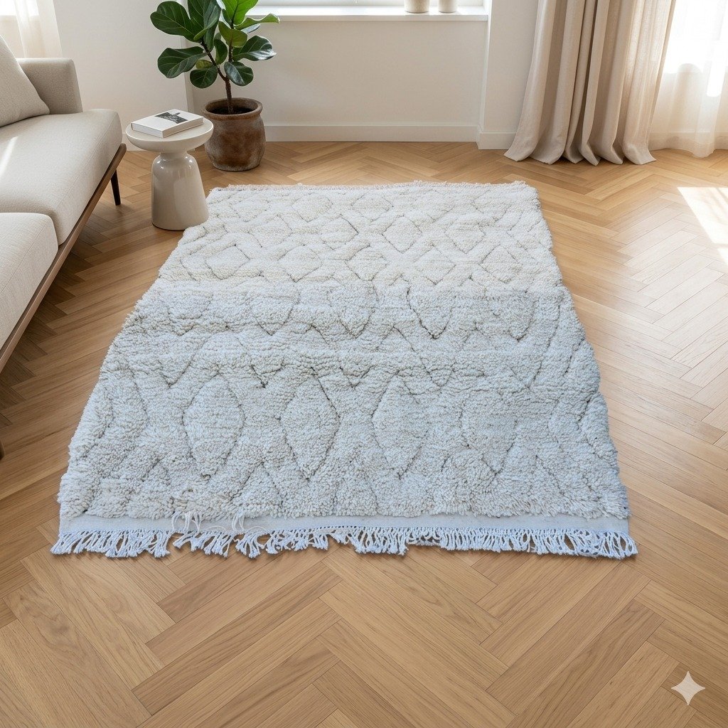 Blue geometric runner rug